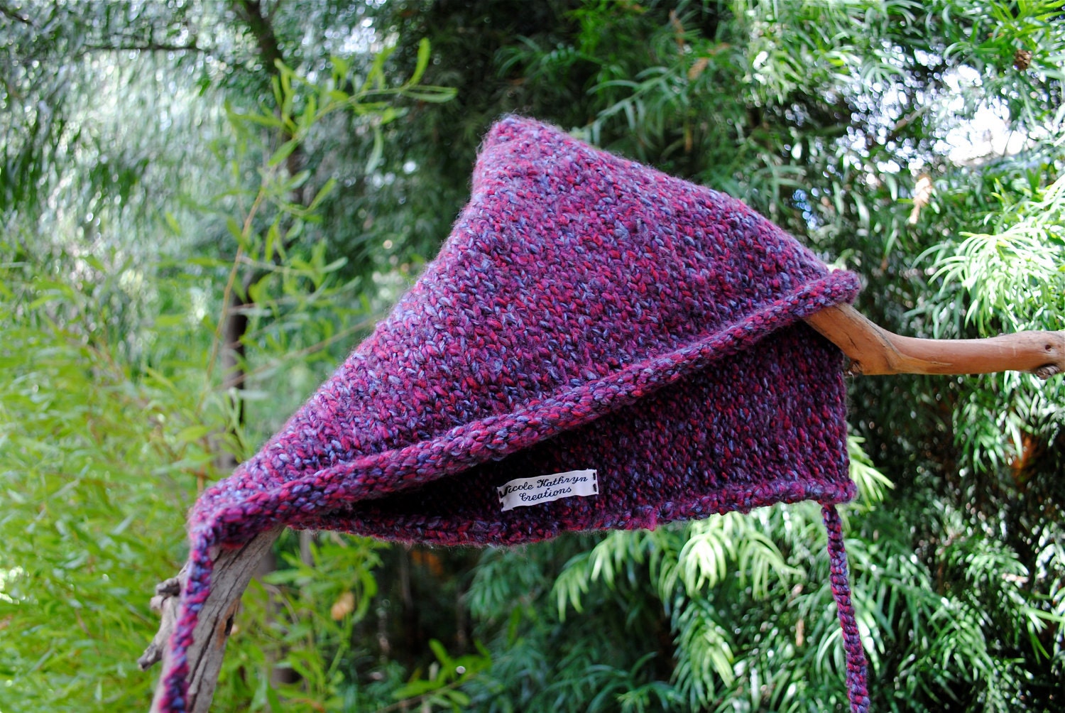 Pointy Knit Hood in Purple Multicolor - Hand Made Gift for Him or Her