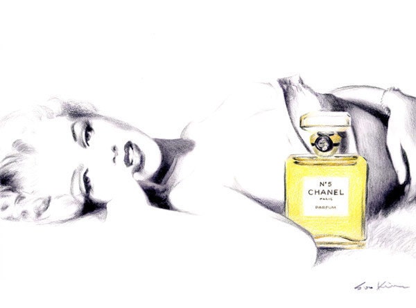 Marilyn Monroe in Chanel No 5 - Print of Original Illustration