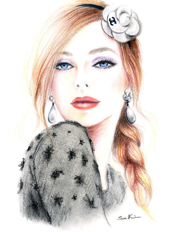 Chanel Camellia - Print of Original Fashion Inspired Illustration