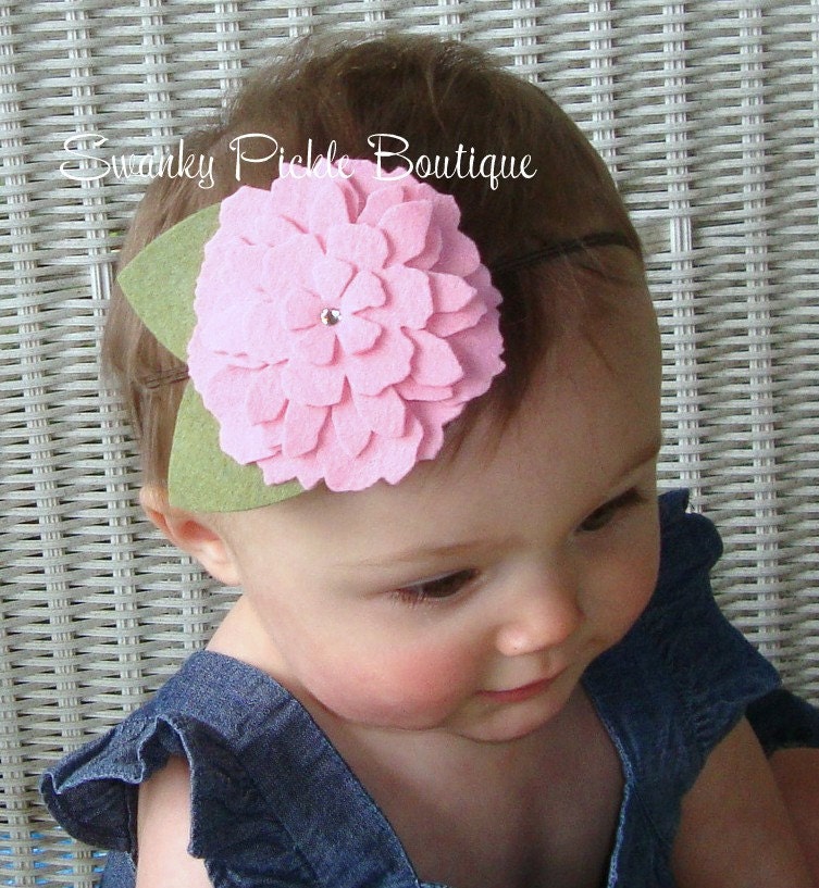 Baby Pink - Peony Wool Felt Flower Headband - PIXIE PEONY - Infant, Toddler, Girl, Teen, Photo Prop