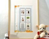 Little Brownstone Home is Where the Heart Is // Baby's First Year modern nursery art print & photo mat // orange gray children decor