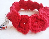 Crochet Red Bracelet With Evil Eye
