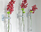 1 Wine Bottle Wall Flower Vase  - Wall Vase - Modern Wall Decor - Christmas Vase - Christmas Wall Decor - silver, iron, or copper