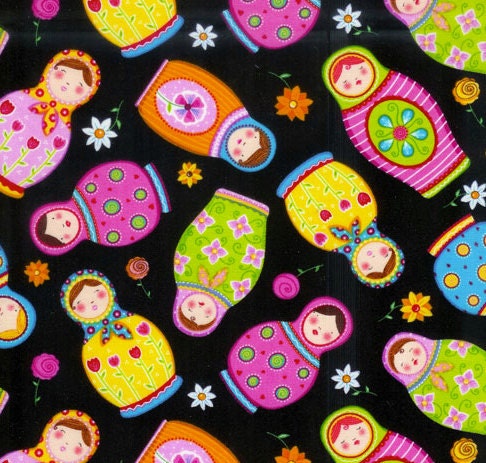 Timeless Treasures Matrushka Print Fabric, 1 yard