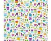 Timeless Treasures Tiny Town Happy House Multi Fabric, 1 yard