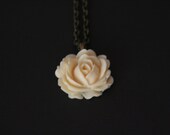 Cream Full Rose Necklace -- Antique Gold
