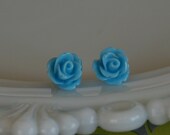 Pretty Blue Icing Rose Earrings
