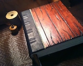 Grand Grimoire, Wood and Leather Journal / Guest Book. 12" x 11" x 3"