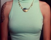 Agate Slice Crescent Moon Necklace