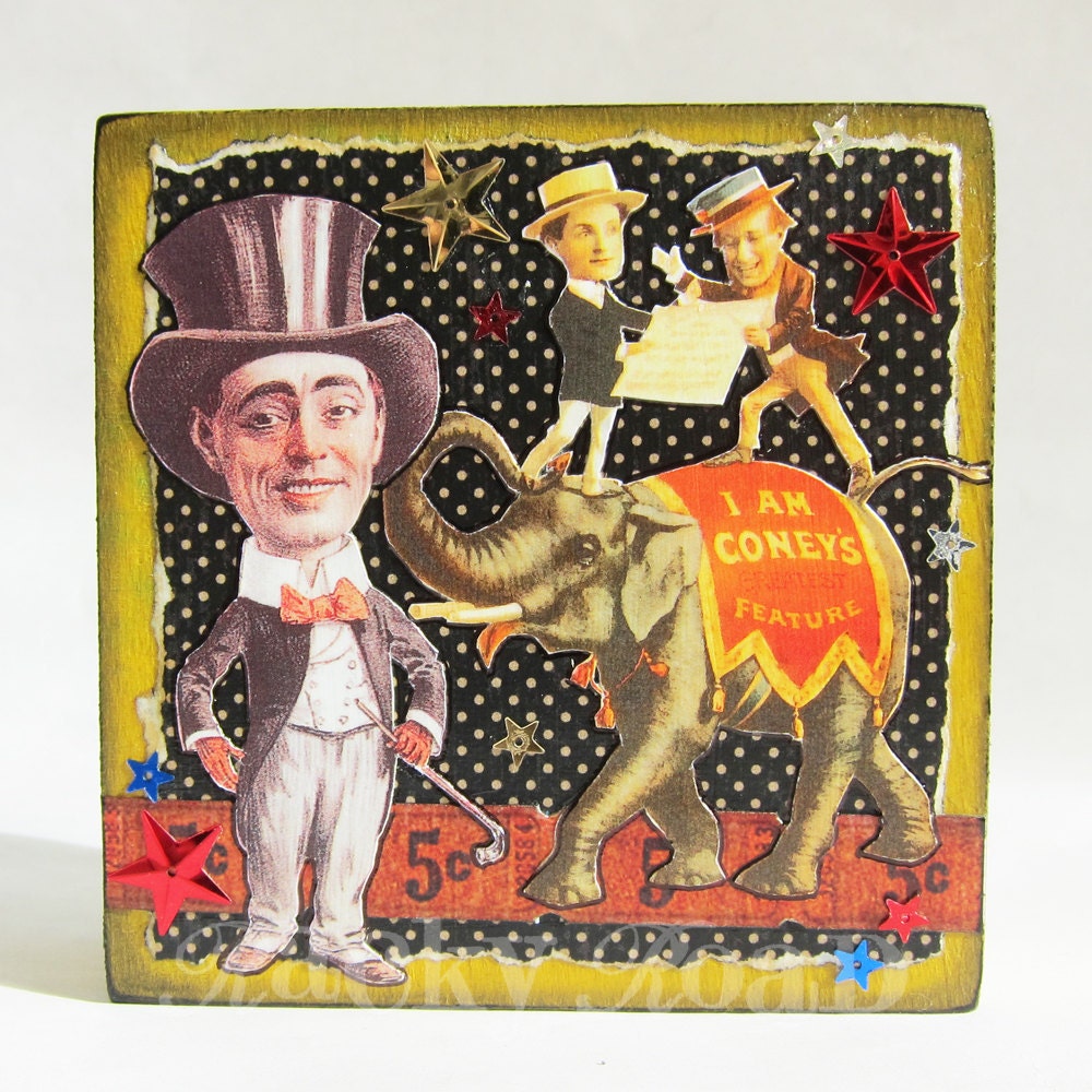 Circus Block Art: Wooden Collage