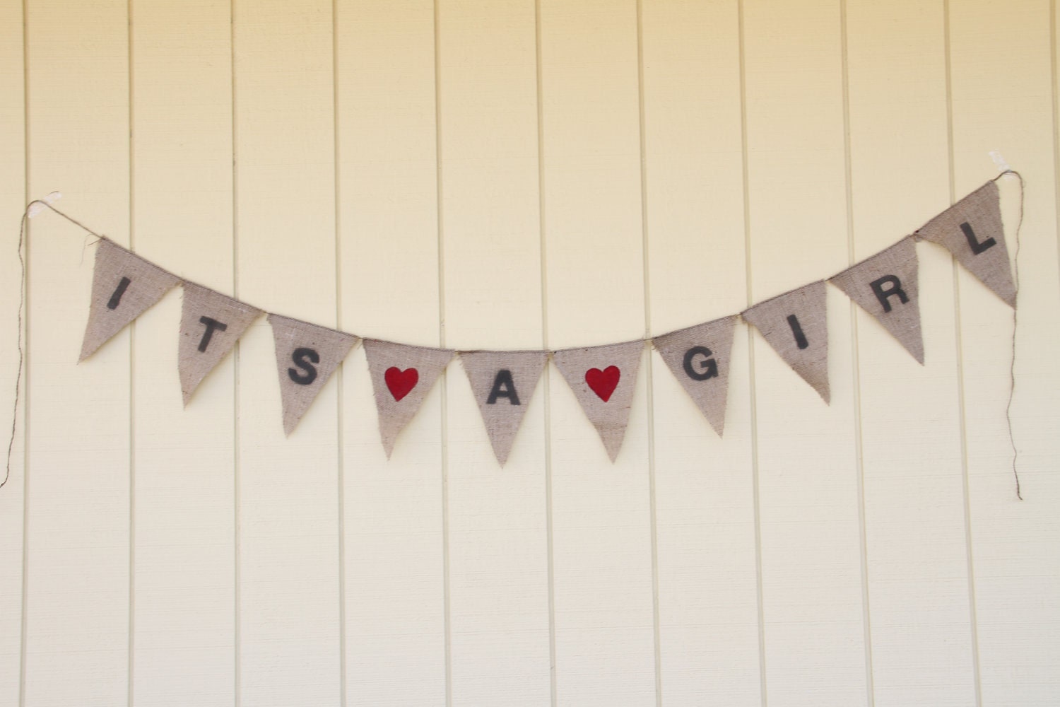 IT'S A GIRL Burlap Banner with Hearts