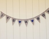 IT'S A BOY Burlap Banner with Hearts
