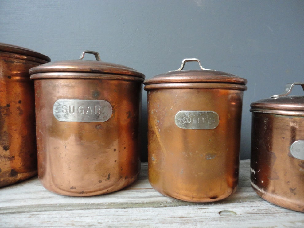 Set of Copper Nesting Kitchen Canisters