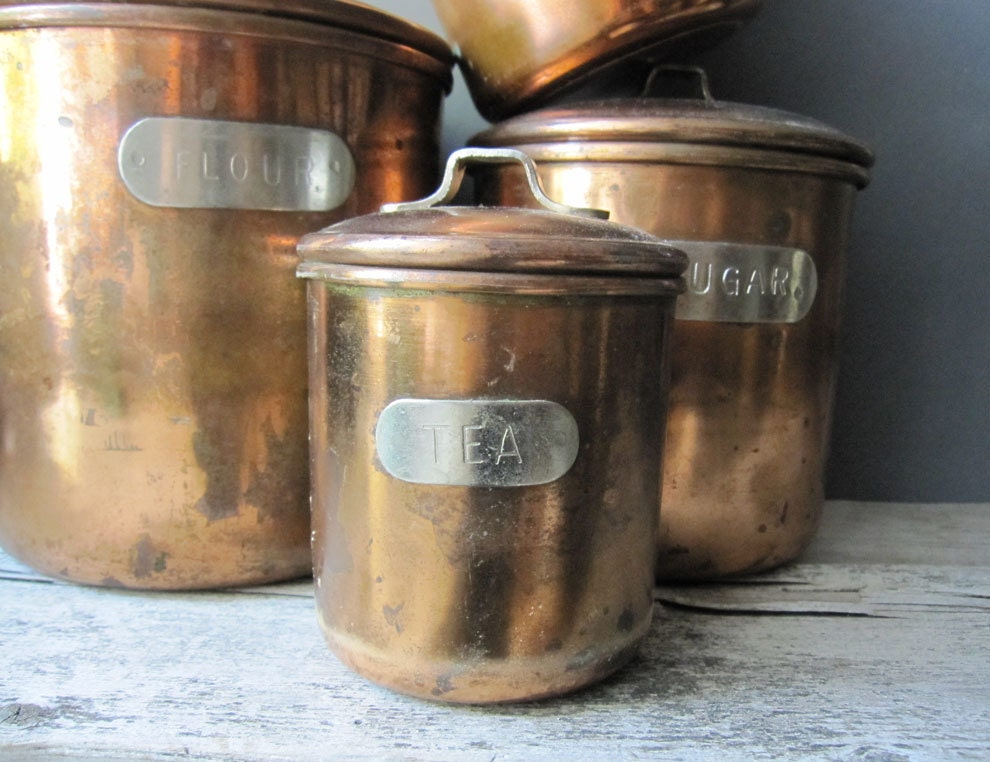 Set of Copper Nesting Kitchen Canisters