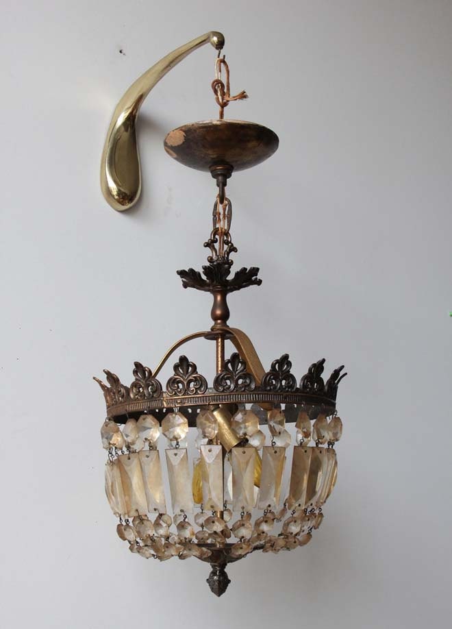 r e s e r  v e d Antique French Crystal & Bronze Chandelier