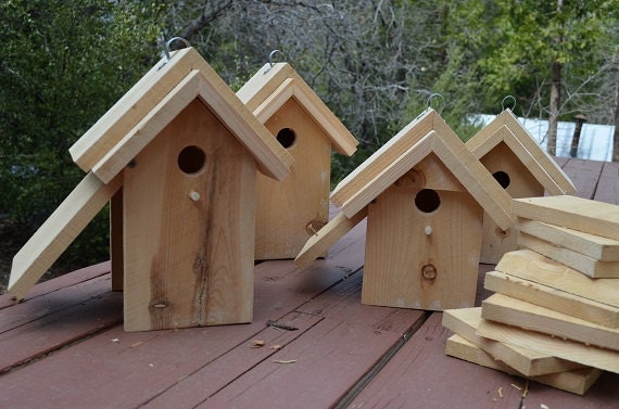 Birdhouses Pre-Assembled Handmade Ready to Paint Raw Birdhouse From Cedar Wood Wren Chickadee Birds BUY 4 OR More Get FREE Shipping
