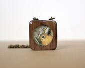 autumn fallbunny rabbit necklace- orange rabbit- hand painted wooden necklace