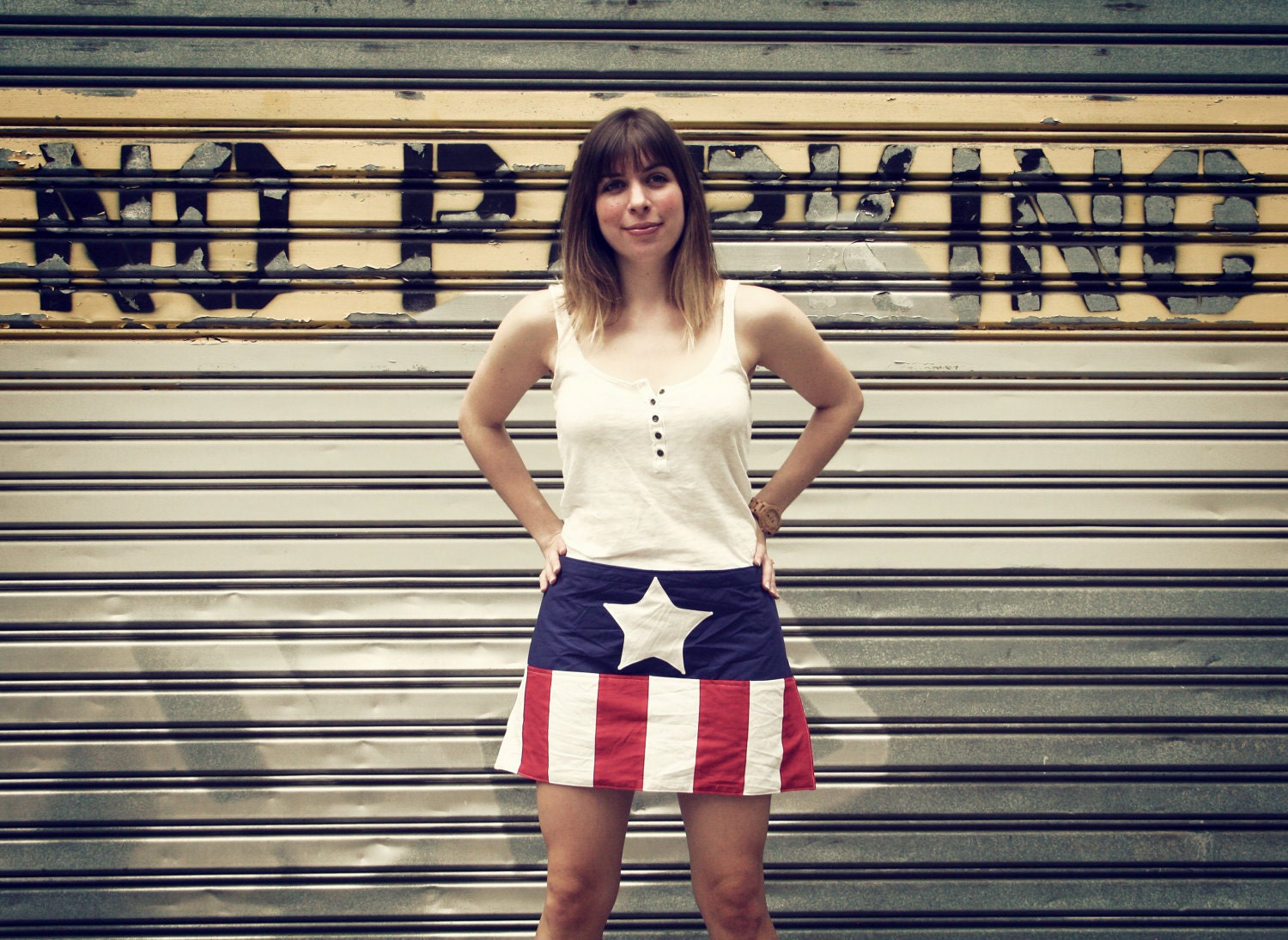 Captain America-n Flag half apron -- women's one size