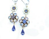 Sapphire blue and Opal Earrings Dangle Earrings Handmade Jewelry SPRING SKIES earrings Opal Blue Rhinestone Handmade earrings