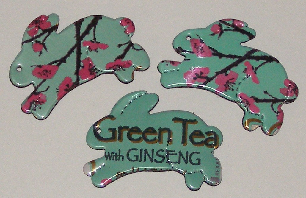3 Bunnies - Arizona Pink Flower Green Tea Can Magnets