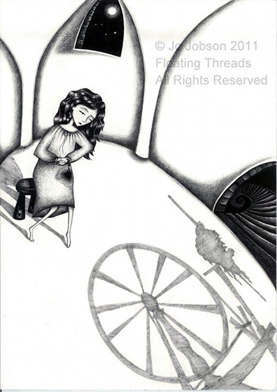 Fairy Tale Art - Sleeping Beauty - children prints illustrations (LARGE VERSION)