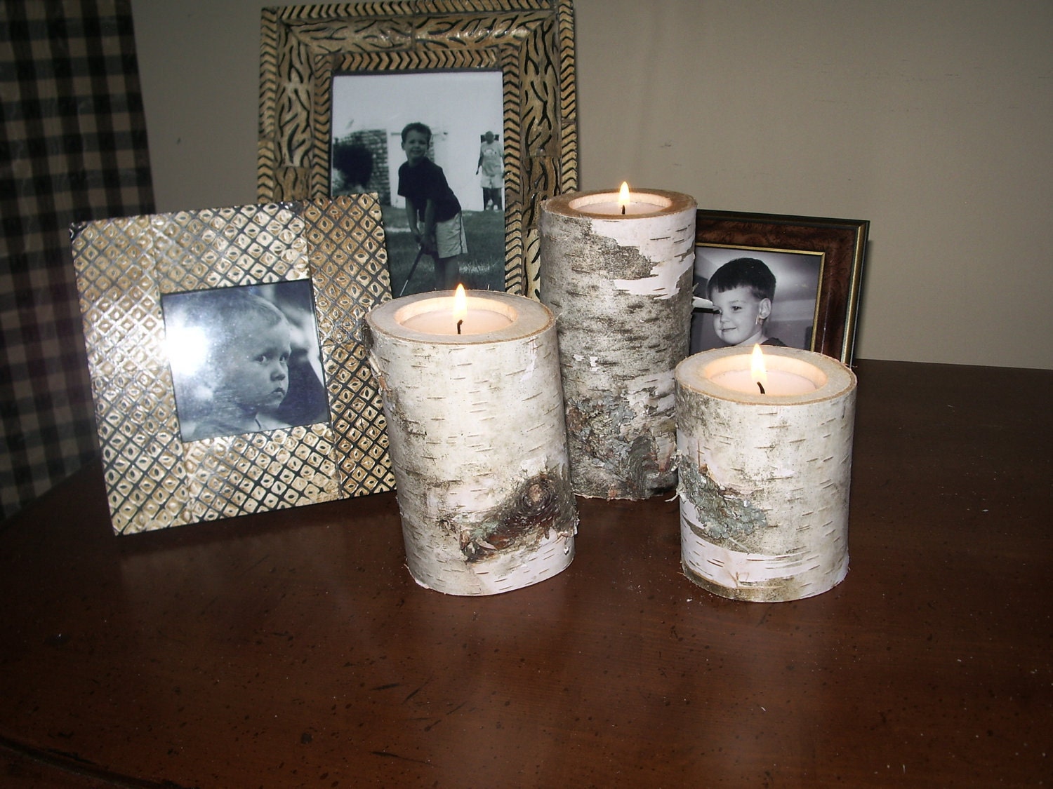 54 Birch bark log Tea light holders wedding rustic decor
