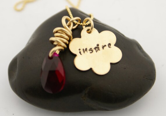 Gold Inspire Necklace with Large Crystal