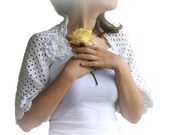 Lace Bridal Bolero in White  - Cotton Shrug With Lacy Flower  - Chic Elegant Womens Sweater - Spring Summer Fashion - Wedding Accessories