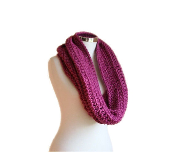 Wool Infinity Scarf  Diagonal in Raspberry - Women and Teens Accessories - Chunky Cowl - Fall Winter Fashion
