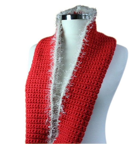 Handmade Infinity Scarf in Red - Chunky Cowl - Long Loop Scarf - Fall Winter Fashion - Women and Teens Accessories