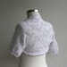Bride Bolero in White and Metallic Grey - Knit Cotton Shrug - Chic Elegant Womens Sweater - Spring Summer Fashion - Wedding Accessories