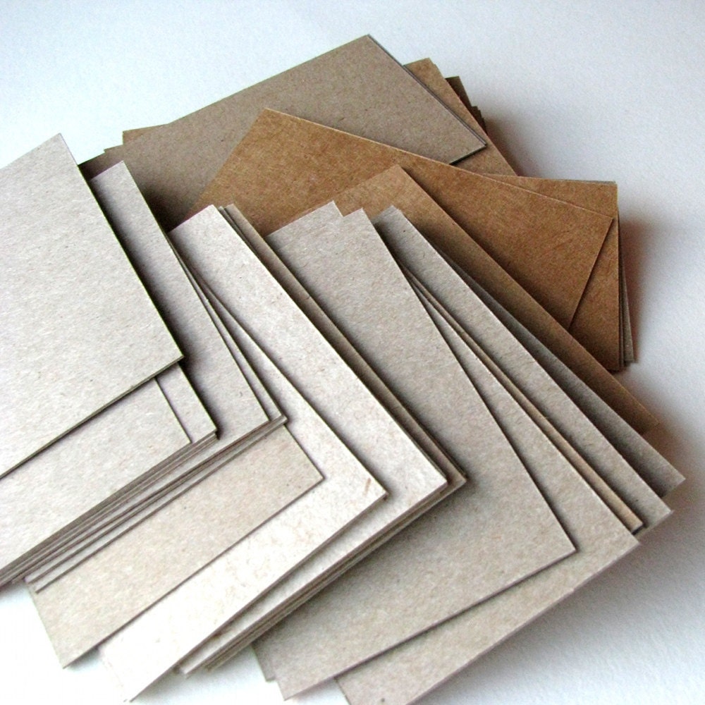 100 Blank Business Cards Recycled Cardboard - DIY