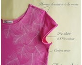 Pink cotton tee-shirt "Feathers"