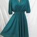 MALLARD GREEN elegant spring shirt-dress - full skirt - teal sz S