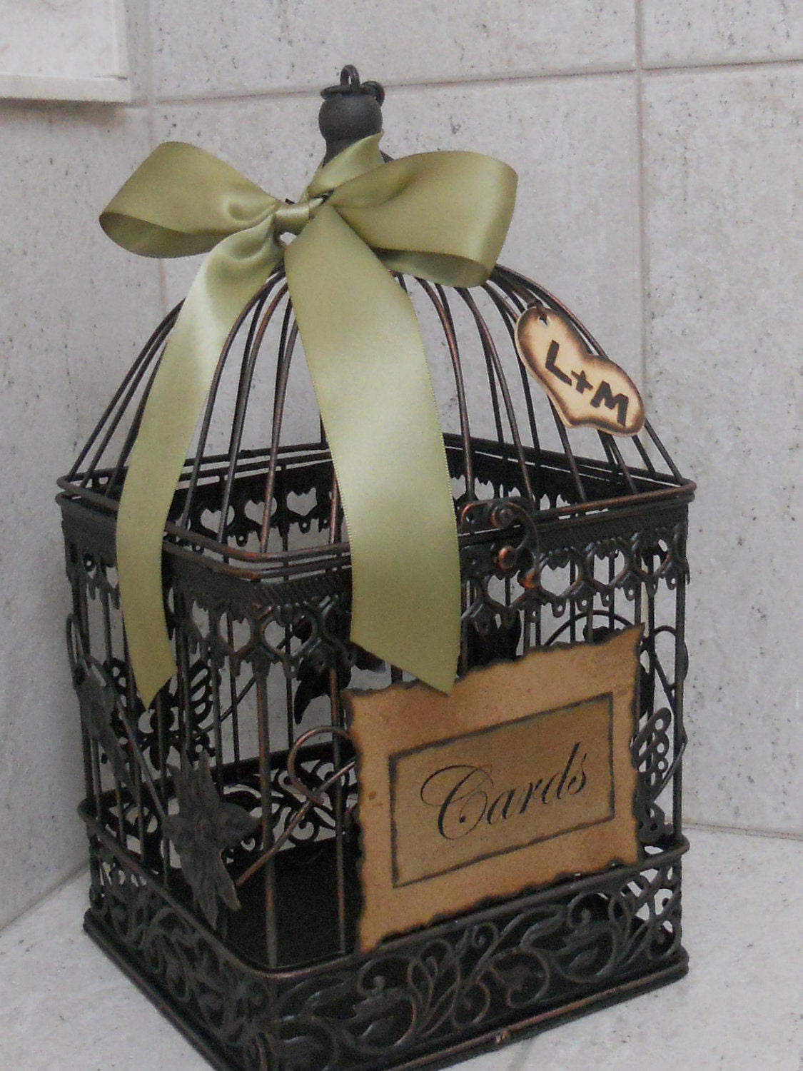Wedding Card Box Birdcage / Rustic Romantic Birdcage Wedding Card Holder / Gift Table Cardholder