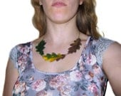 Life cycle of a leaf: Biological shrink plastic necklace