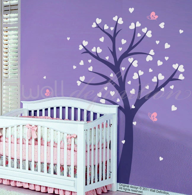 Nursery Tree Wall Decal Wall Stickers - Love Tree with Hearts and Butterflies