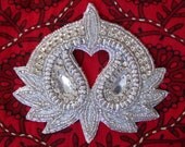 50% Off Sale-Bridal Applique For Bridal Sashes accessories hair fascinator Wedding gown Crystal Clear Rhinestone & Silver Beads