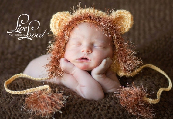 Take a Walk on the Wild Side wtih this Baby Lion Hat Cap Earflaps & Ties and a Fun Textured Mane