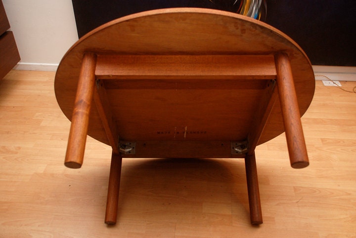 Danish Modern Teak Round Coffee Table Wegner Eames Era