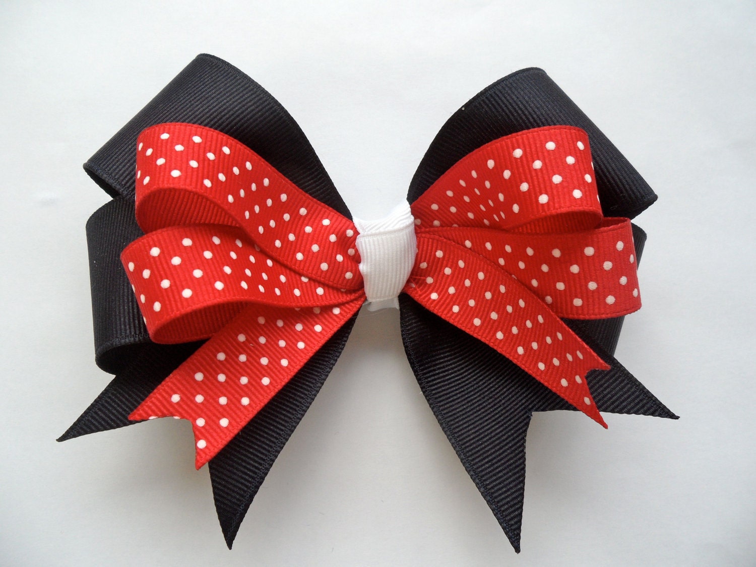 4th of July red, white & blue polka dot hair bow clip - Extra Large - OVER 5" Inch