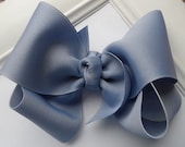 BIG GRAY Hair Bow Clip - 6 inches - made with 3 inch Grosgrain Ribbon - You CHOOSE Color - Black Gray or White