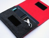 iPad Mini Apple Tablet Sleeve Case Cover Organizer - Dark Gray & Red - Weird.Old.Snail