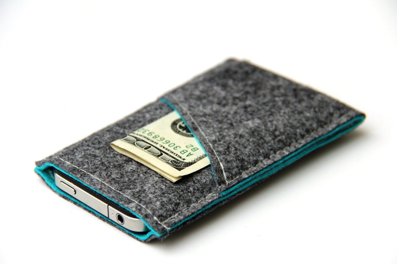 iPhone sleeve / iPhone case / iPhone cover - Gray and Turquoise - Weird.Old.Snail