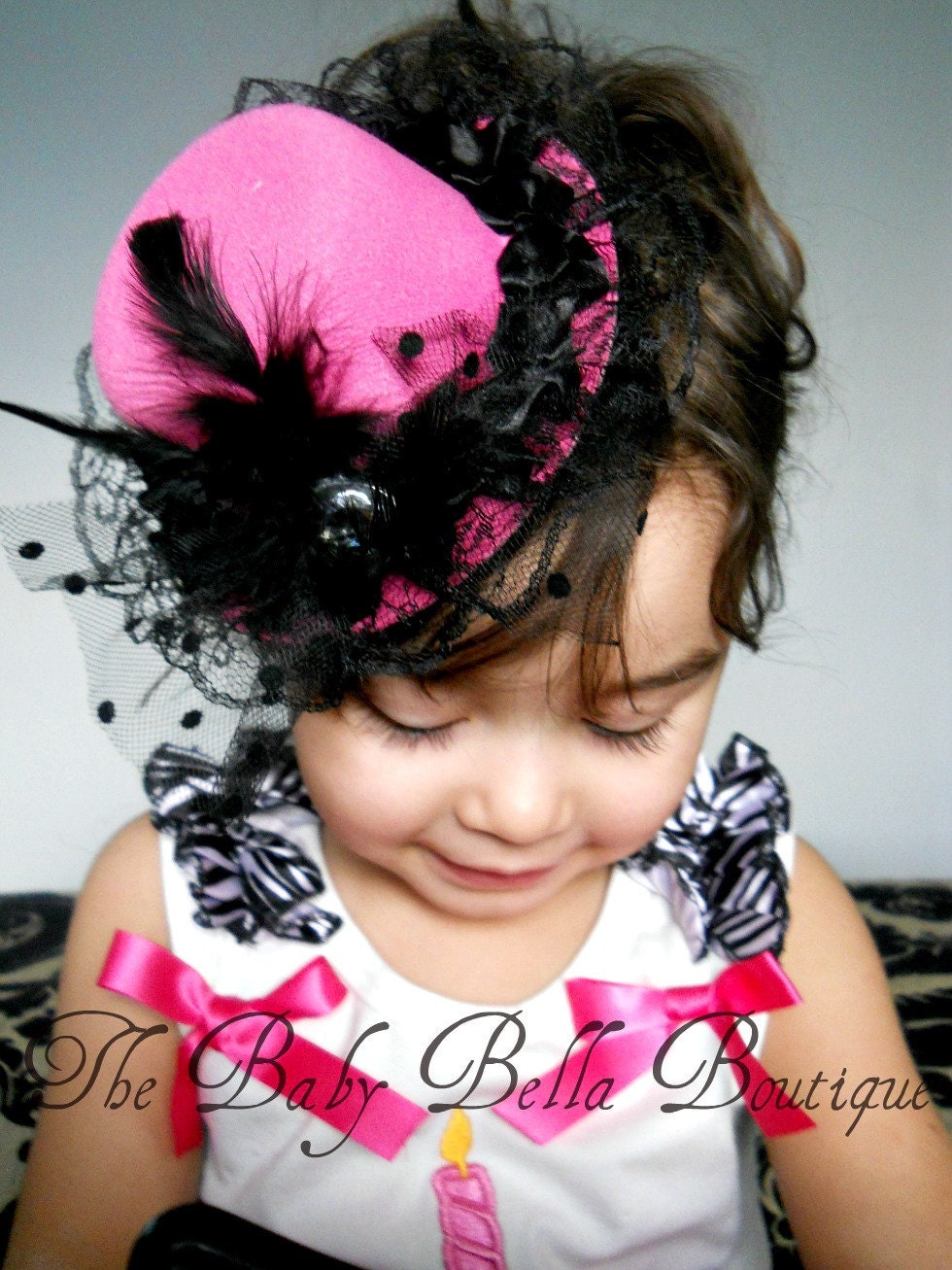 Pink Mini Top Hat ,Fascinator,Photo Prop for Women-Baby-Little girls hat.