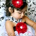 Baby Girl Chic White Tutu Dress  black and white/damask ribbon