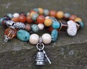Custom Order Multi-colored Neutral Charm Bracelet (set of 3)