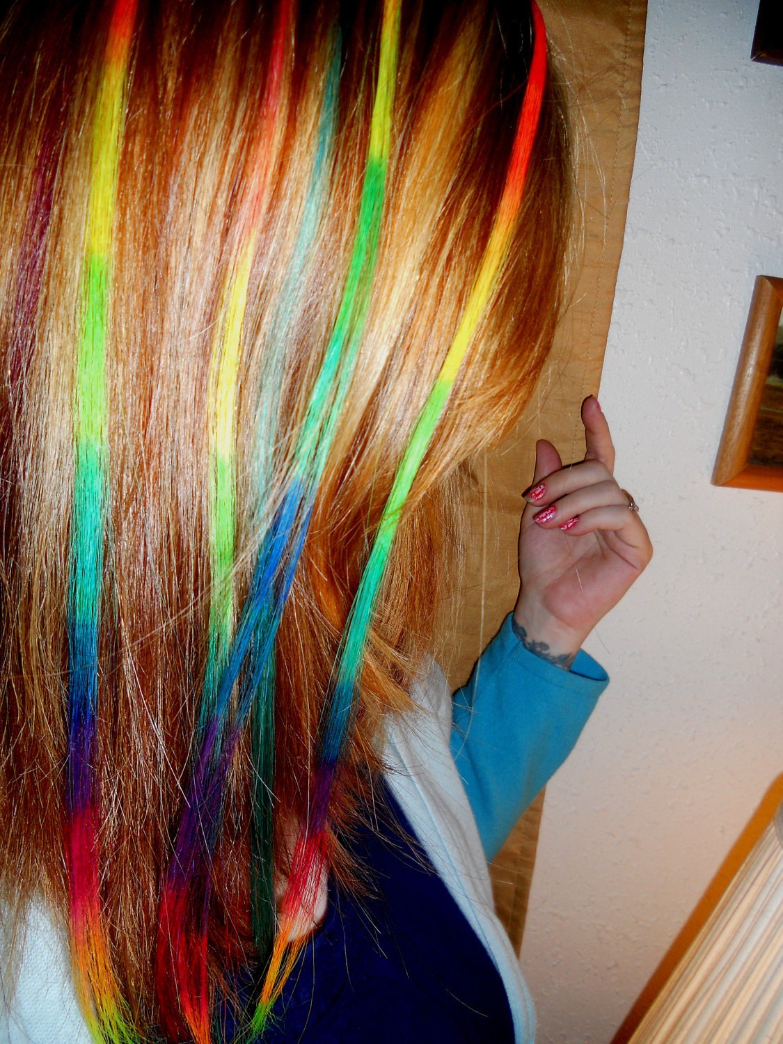 Hair Extensions All Colors - Ready to Ship - 20in Rainbow Hair - Tye Dye - Real Hair - 10 ITIP Extensions - Every Color of the Rainbow
