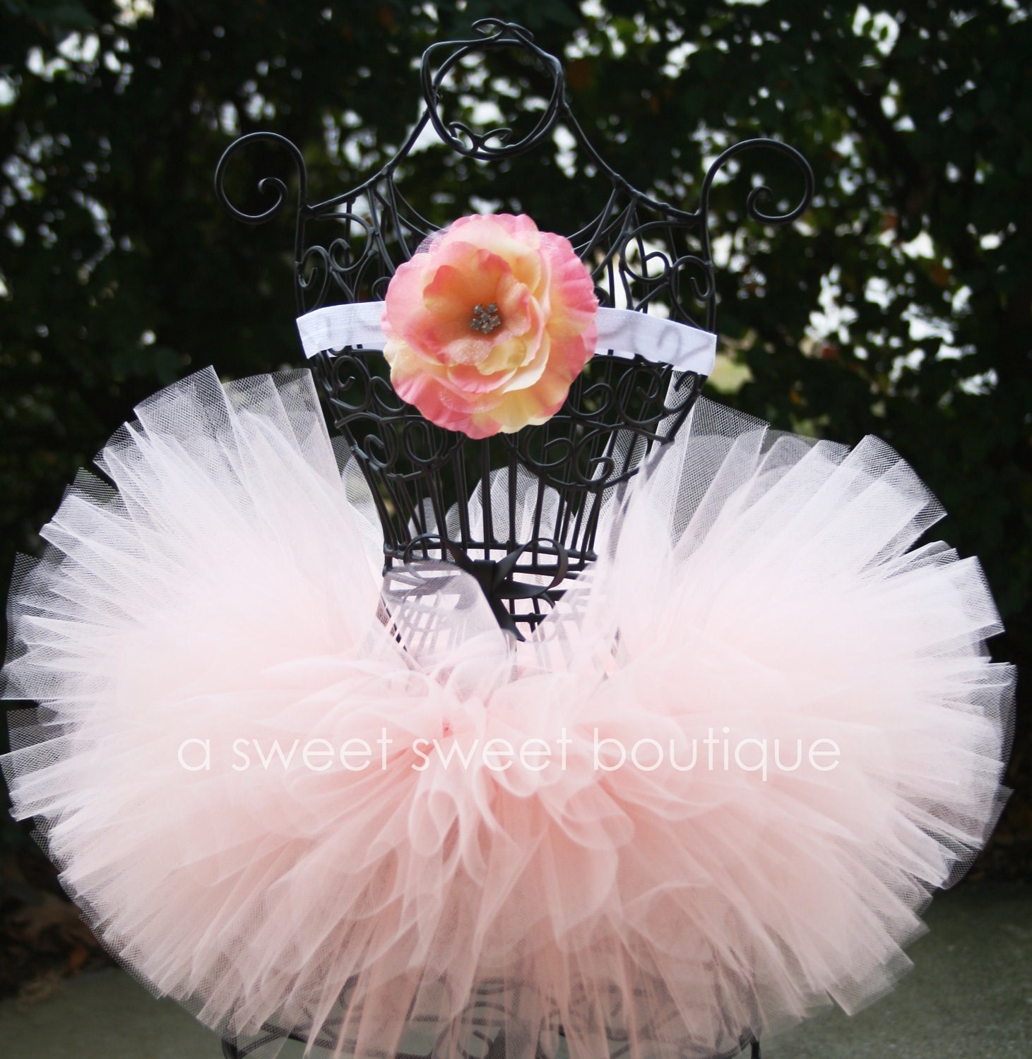 Flower Girl Tutu Peach Blossom Tutu Couture Tutu With Matching Flower Headband From The Sweet Sweet Couture Collection