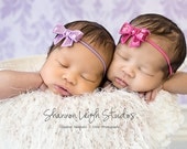 Sequin Baby Bow Headband Sweet Newborn Photo Prop Available In Many Colors